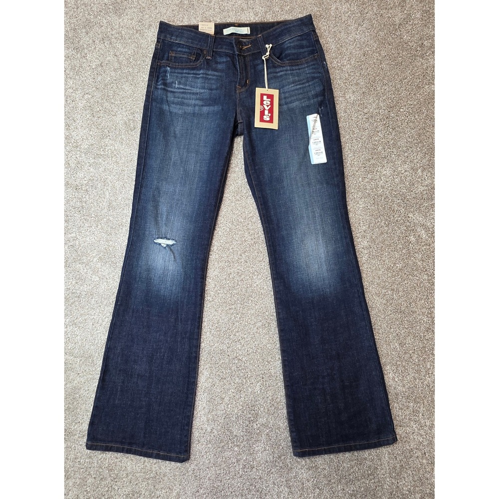 Levis 545 Low Boot Cut Jeans Womens 6 Dark Wash Distressed Denim
427
